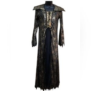 Spiderella Black and Metallic Gold Collared Costume Youth Medium